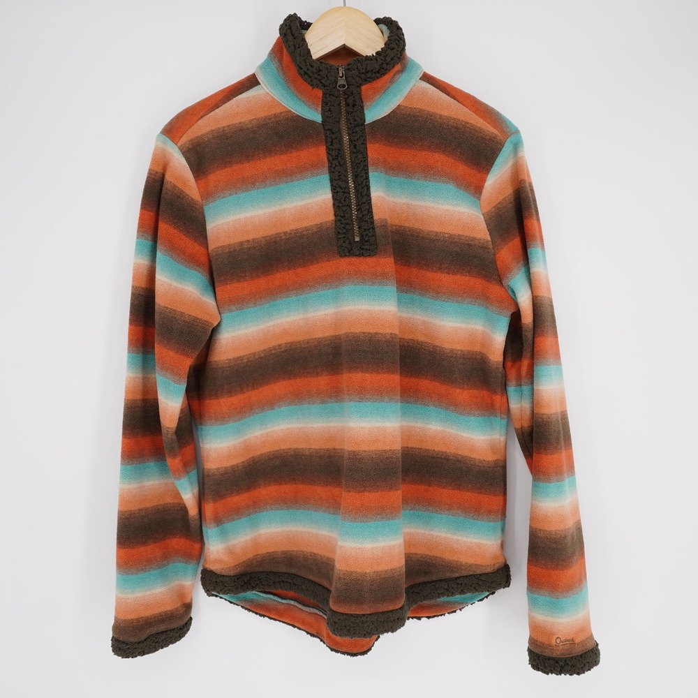 Outback Trading Co 1/4 Zip Fleece Womens L Multicolor Southwestern Striped
